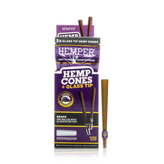 PRE ROLLED KING SIZE GLASS TIPPED HEMP CONES 2PK