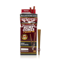 PRE ROLLED KING SIZE GLASS TIPPED HEMP CONES 2PK