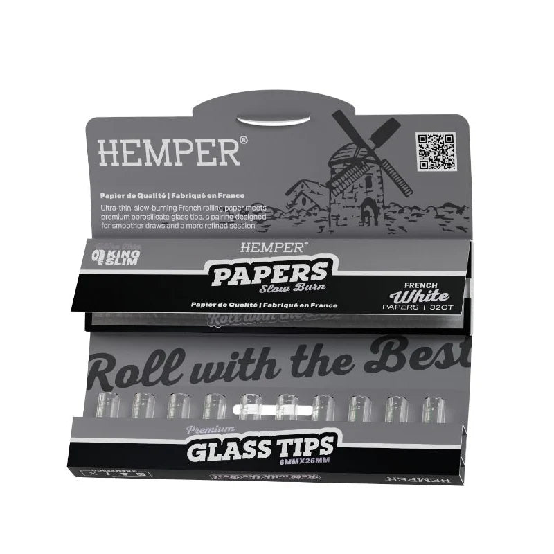 HEMPER FRENCH WHITE PAPER + 6MM GLASS TIPS
