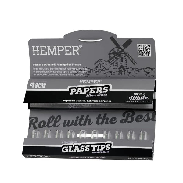 HEMPER FRENCH WHITE PAPER + 6MM GLASS TIPS