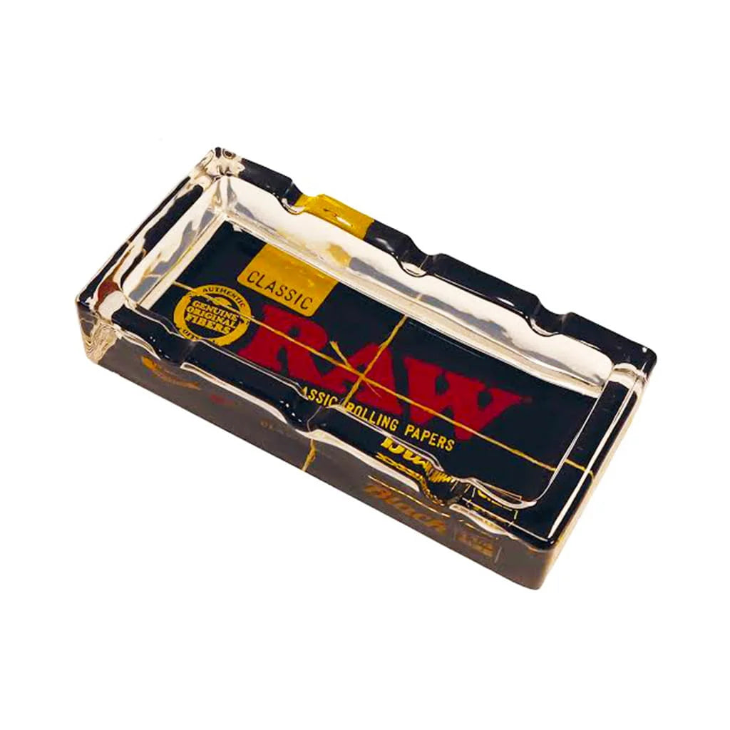 RAW GLASS RECTANGULAR ASHTRAY BLACK